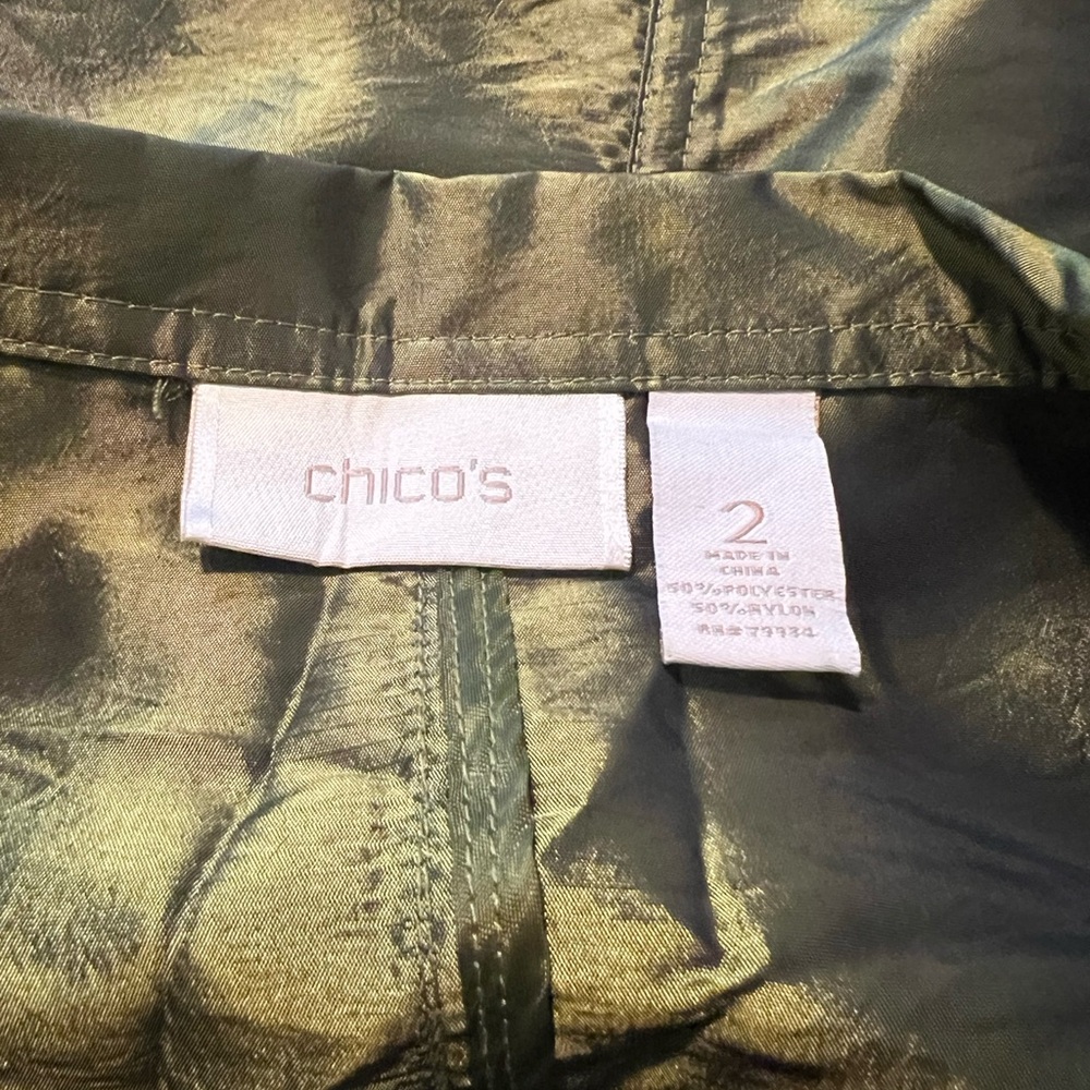 Chico's Shimmering Crinkle Cameron Full Zip Lightweight Jacket 2 US12 Holidays - Picture 3 of 5